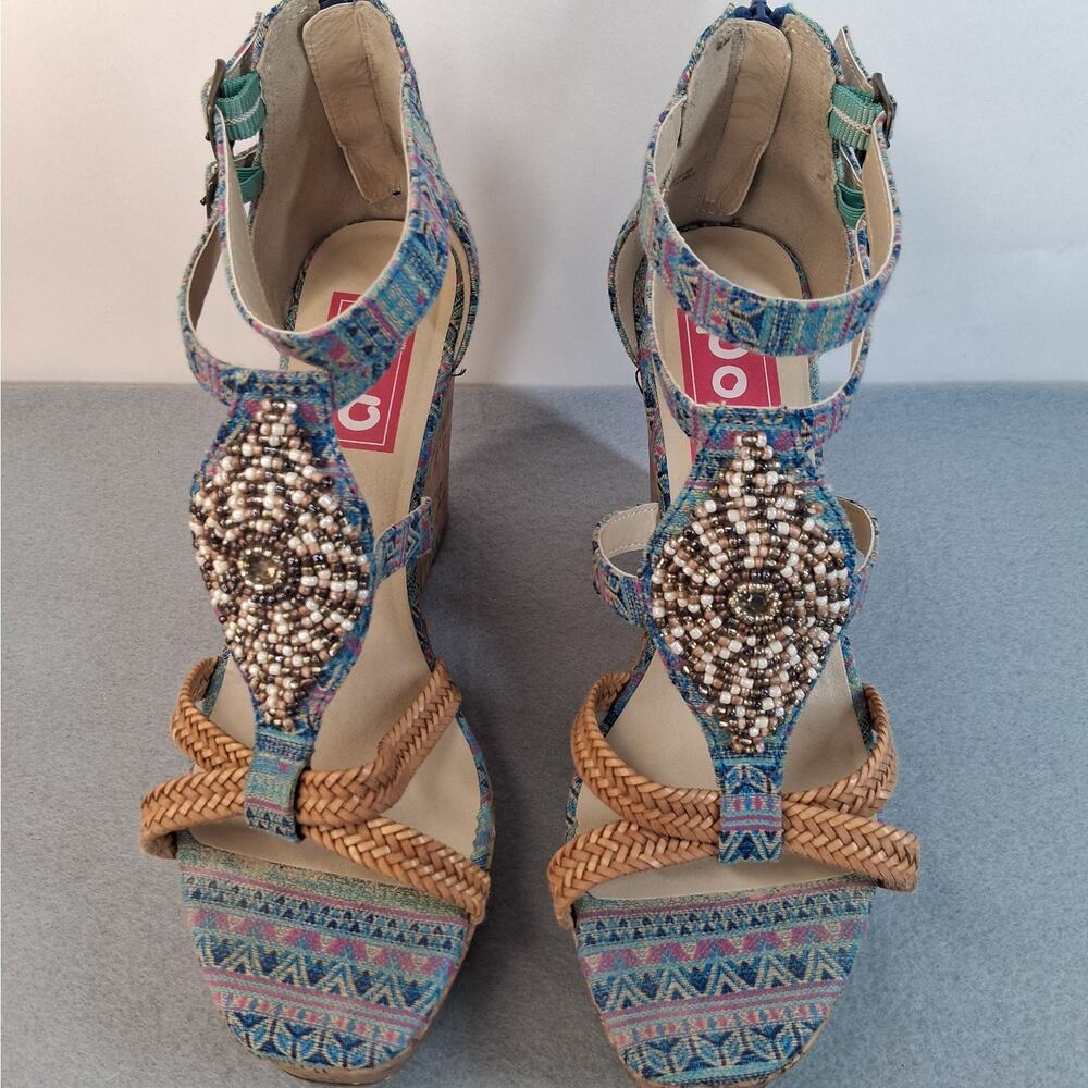 pop Multicolor Beaded Strappy Espadrille Wedge Sandals - Picture 4 of 11